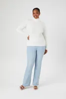 Women's Ribbed Knit Turtleneck Top White,