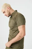 Men Faux Suede Mock Neck Top in Olive, XXL