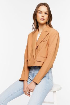 Women's Double-Breasted Cropped Blazer Natural