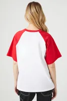 Women's The Rolling Stones Raglan T-Shirt in White/Red, XS