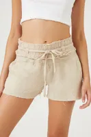 Women's Linen-Blend Drawstring Shorts in Sand Medium