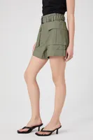 Women's Belted Paperbag Cargo Shorts in Cypress Medium