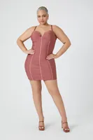 Women's Sweetheart Mini Dress in Mauve, 2X