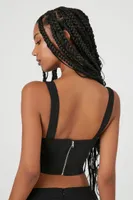 Women's Cropped Strappy Tank Top in Black Small