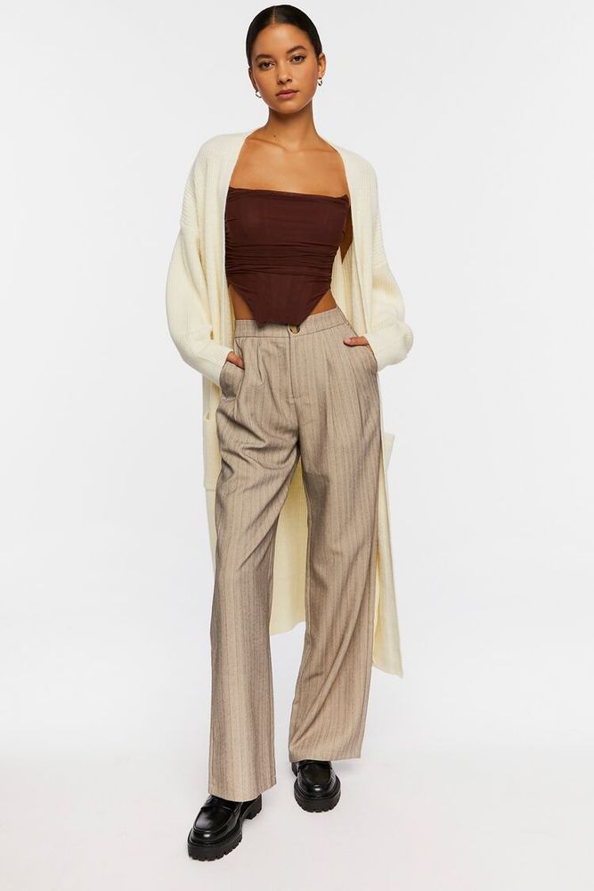 Women's Open-Front Longline Cardigan Sweater Cream