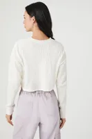 Women's Boxy Ribbed Knit Crop Top in Vanilla Medium