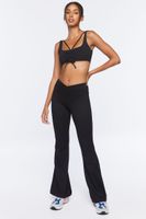 Women's Ruched Drawstring Sports Bra Black