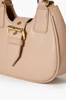 Women's Faux Leather Crescent Crossbody Bag in Taupe