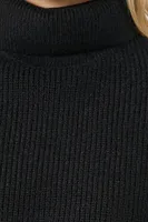 Women's Ribbed Turtleneck Sweater in Black Medium