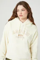 Women's Faux Fur Aspen Graphic Hoodie in Pale Yellow Medium