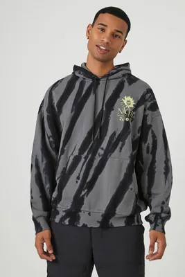 Men Tie-Dye Cacti Graphic Hoodie in Black Small