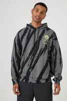 Men Tie-Dye Cacti Graphic Hoodie in Black, XXL