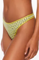 Women's Gingham Thong Panties in Herbal Green/Blue Small