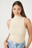 Women's Seamless Mock Neck Top in Cream, M/L