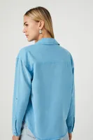 Women's Chambray Drop-Sleeve Shirt in Blue, XS