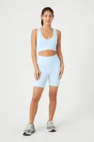 Women's Active Seamless Biker Shorts in Light Blue Large