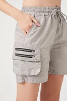 Women's Drawstring Cargo Shorts in Silver Medium