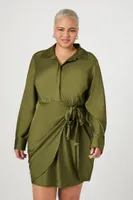 Women's Satin Wrap Shirt Dress Cypress ,