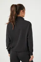 Women's Active Half-Zip Funnel Neck Jacket in Black Large