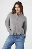 Women's Sharkbite Half-Zip Sweater in Dark Grey Small