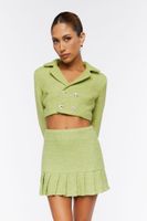 Women's Tweed Pleated Mini Skirt in Avocado Small