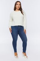 Women's Ribbed Crew Sweater in Vanilla, 0X