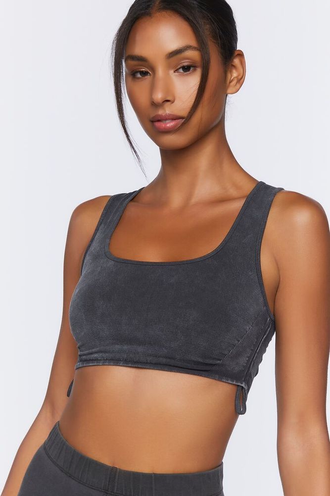 Women's Active Seamless Ribbed Crop Top in Charcoal Small