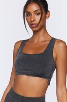 Women's Active Seamless Ribbed Crop Top in Charcoal Small