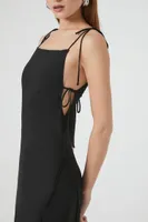 Women's Satin Tie-Strap Maxi Dress in Black Small