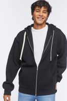 Men Fleece Zip-Up Hoodie in Black Medium