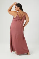 Women's Crisscross Tulip-Hem Maxi Dress in Marsala, 3X