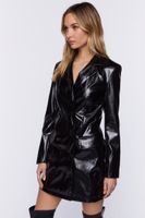 Women's Faux Leather Blazer Mini Dress in Black, XS