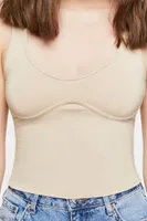 Women's Sleeveless Underbust Crop Top in Taupe Medium