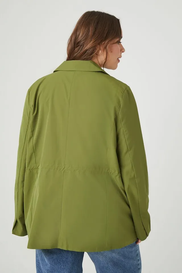 Forever 21 Women's Cargo Utility Jacket in Olive, 0X