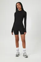 Women's Fitted Mock Neck Romper in Black Small