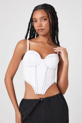 Women's Denim Bustier Crop Top in White Small