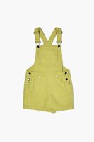 Girls Twill Overall Shorts (Kids) in Green, 11/12