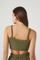 Women's Quilted Cropped Cami in Olive Medium