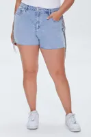 Women's Rhinestone-Trim Denim Shorts Light Denim,