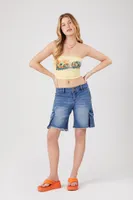 Women's Malibu Graphic Cropped Tube Top in Yellow, XL