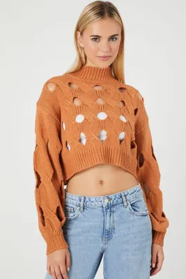 Women's Turtleneck Cutout Sweater Large