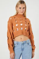 Women's Turtleneck Cutout Sweater in Copper, XS