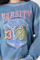 Women's Fleece Varsity Graphic Pullover Blue