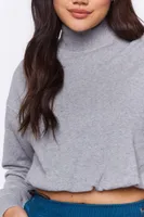 Women's Heathered Mock Neck Pullover in Heather Grey Large