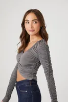 Women's Ruched V-Neck Crop Top Medium