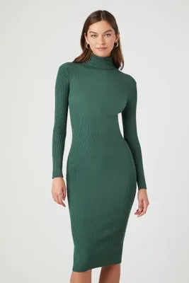 Women's Turtleneck Bodycon Midi Sweater Dress