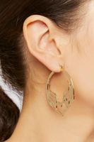 Women's Winged Heart Hoop Earrings in Gold