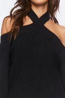 Women's Crisscross Off-the-Shoulder Sweater in Black Small