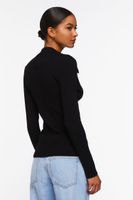 Women's Twist-Front Sweater-Knit Top in Black Medium