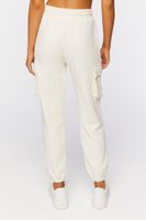 Women's French Terry Cargo Drawstring Joggers in Cream Large